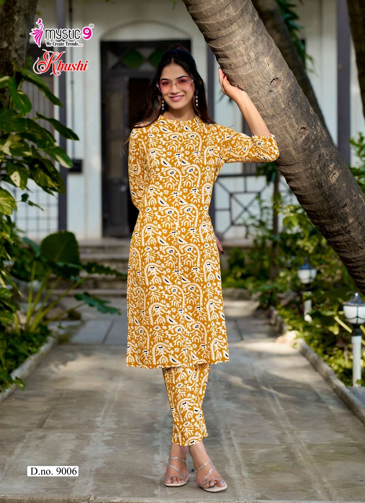 MYSTIC 9 KHUSHI VOL 9 HEAVY VISCOSE PRINT CO ORD SET CATALOGUE WESTERN OFFICE INDIA SHOP